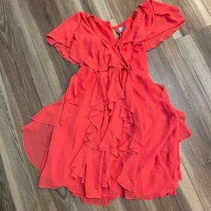 Gorgeous ruffle coral dress!